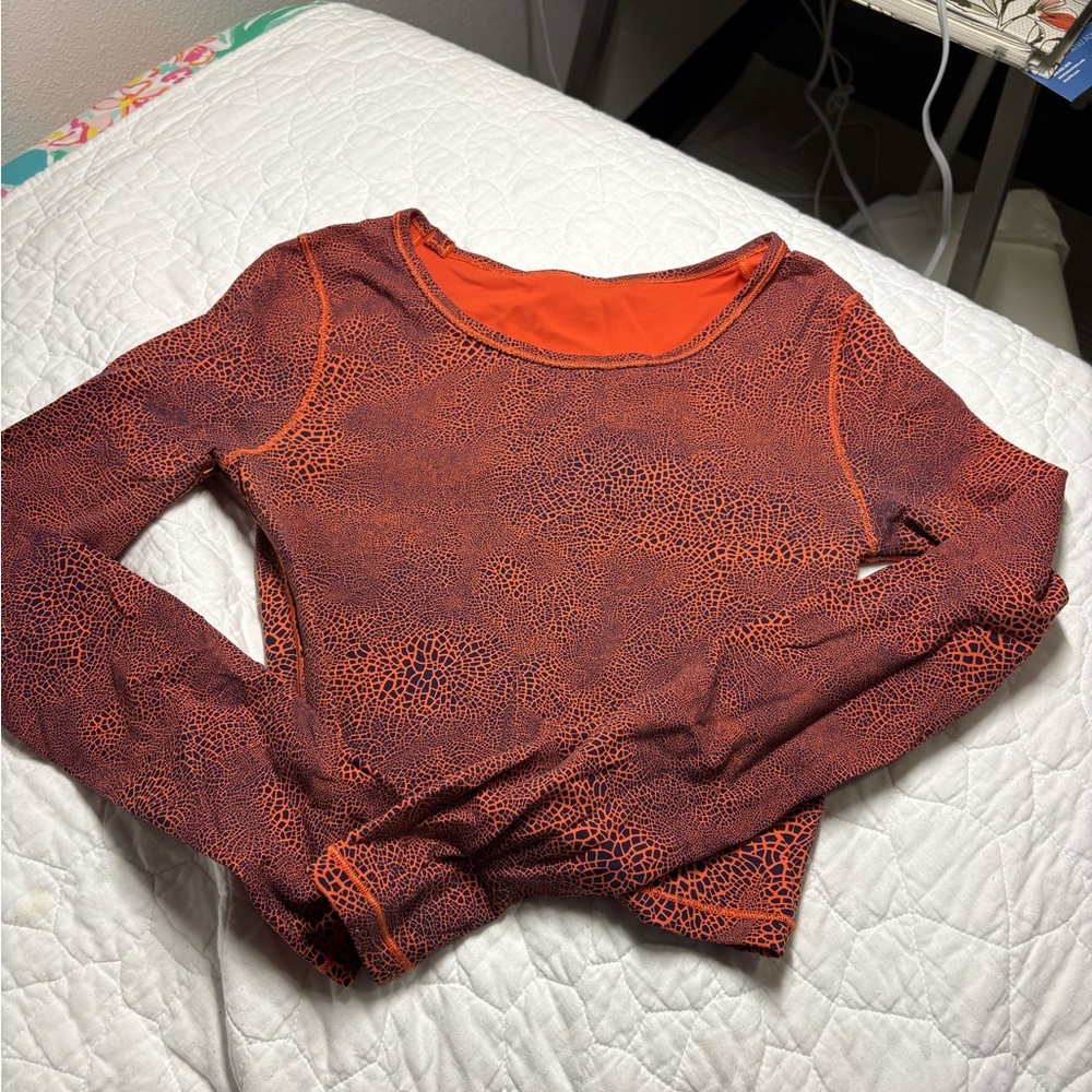 Lululemon Orange Patterned Women's Top